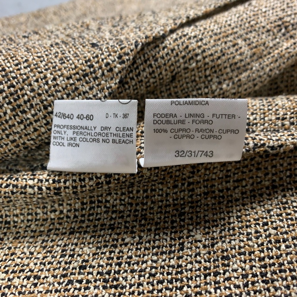 MaxMara Long Tweed Vest Women's 6 Tan Sleeveless Single Button Linen Blend Italy - Picture 8 of 11